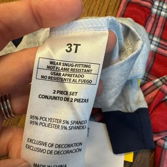 NWT Dearfoams Toddler Boy 3T Lil Bear Plaid Pajamas Two Piece Set Cozy - Picture 5 of 5